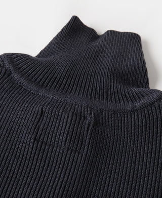 Ribbed Knit Two-End Zip Wool Blend Cardigan