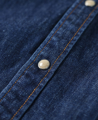 Western Snap Button Washed Denim Shirt