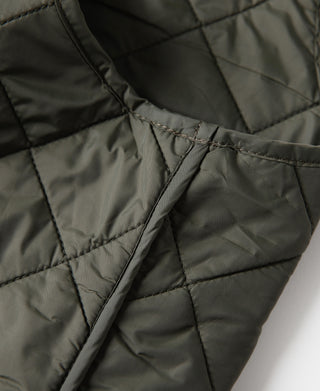 Corduroy Trimmed Diamond Quilted Field Vest – Olive