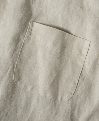 1950s Italian Collar Long-Sleeve Linen Shirt - Apricot