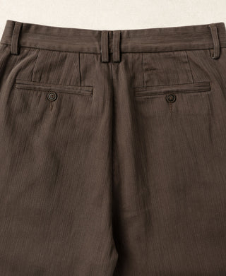 Pantalon à pinces style années 1930 en chevron - Marron