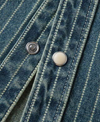 Slim Fit Wabash Striped Indigo Western Shirt