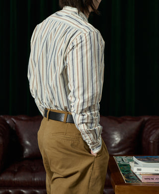 Colour Stripe Band Collar Shirt - White