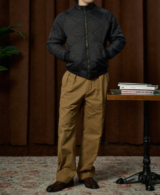 Reversible Diamond Quilted Stand-Collar Jacket - Black