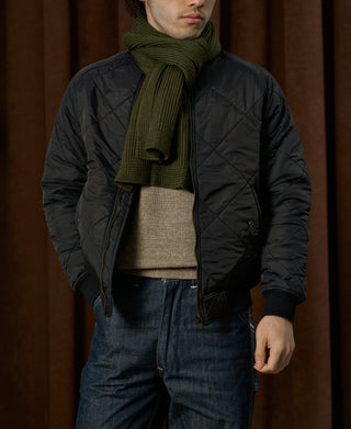 Reversible Diamond Quilted Stand-Collar Jacket - Black