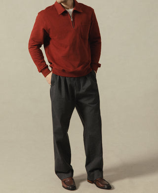 Heavyweight Quarter-Zip Collar Sweatshirt - Dark Red