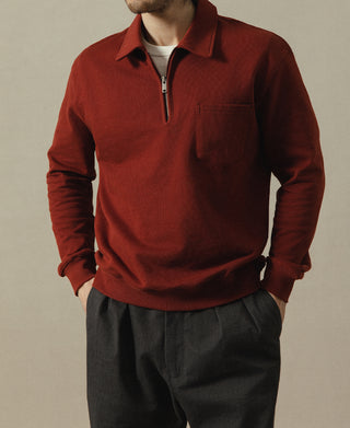 Heavyweight Quarter-Zip Collar Sweatshirt - Dark Red
