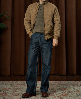 Reversible Diamond Quilted Stand-Collar Jacket - Khaki