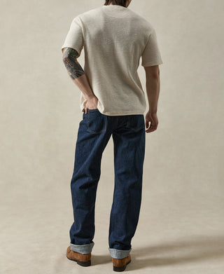 Honeycomb Waffle Knit Henley T-Shirt - Oatmeal