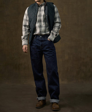 Corduroy Trimmed Diamond Quilted Field Vest – Dark Green