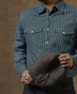 Slim Fit Wabash Striped Indigo Western Shirt