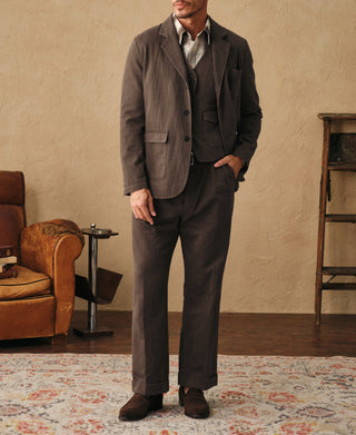 Blazer décontracté à chevrons style années 1930 - Marron