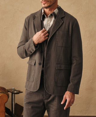 Blazer décontracté à chevrons style années 1930 - Marron