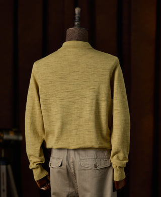 Slub Cotton Long Sleeve Knit Polo - Mustard