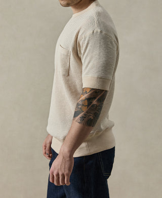 Honeycomb Waffle Knit T-Shirt - Oatmeal