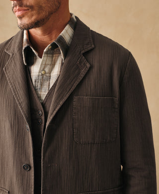Blazer décontracté à chevrons style années 1930 - Marron