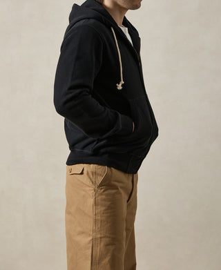Heavyweight Terry Zip-Up Hoodie - Black