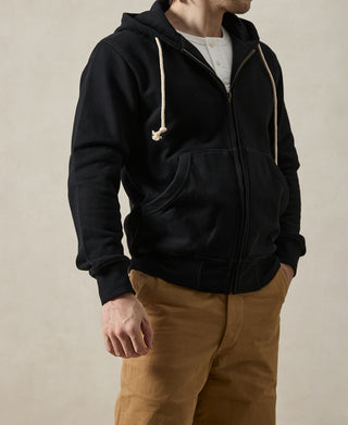 Heavyweight Terry Zip-Up Hoodie - Black