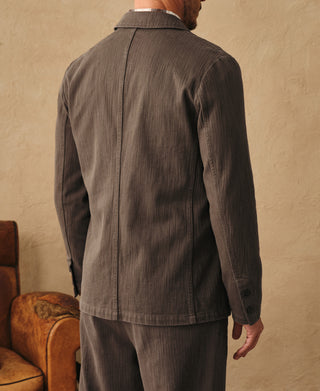 Blazer décontracté à chevrons style années 1930 - Marron