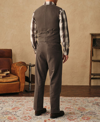 Pantalon à pinces style années 1930 en chevron - Marron