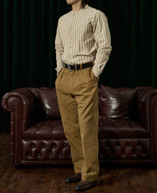 Colour Stripe Band Collar Shirt - Apricot