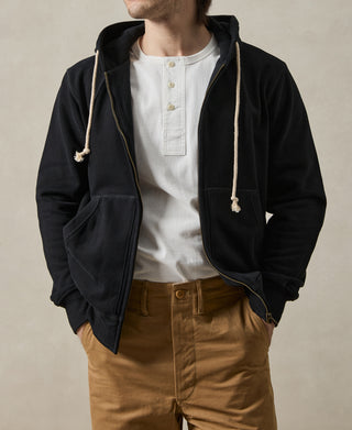 Heavyweight Terry Zip-Up Hoodie - Black