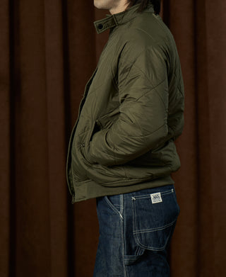 Reversible Diamond Quilted Stand-Collar Jacket - Olive