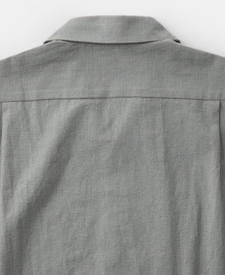 Back Collar Detail of Lot 220A Cotton-Linen Blend Houndstooth Long Sleeve Shirt