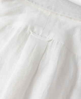 back pleats detail of White Lot 225 Long Sleeve Linen Button-Down Shirt