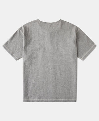 back view of 1940s Slub Cotton Henley Pocket T-shirt in Gray