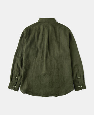 Back view of Lot 225 Long Sleeve Linen Button-Down Shirt