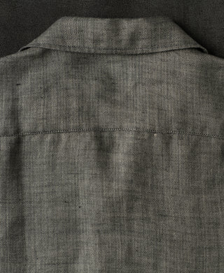 back view of Relaxed Ramie Herringbone Cuban Shirt