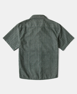 back view of Textured Retro Stripe Cotton Blend Shirt