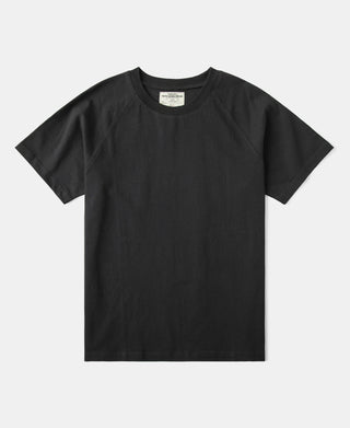 Heavyweight Plain Raglan Short Sleeve T-Shirt in Black