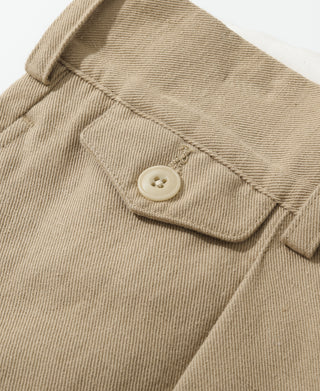 button detail of Textured Linen-Cotton Trousers – Khaki