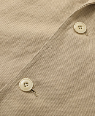 button detail of Textured Linen-Cotton Sack Jacket – Khaki