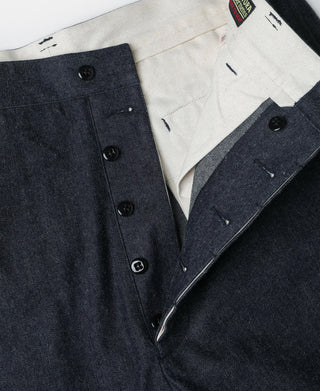 Button Fly detail of LOT 826W Denim Work Trousers