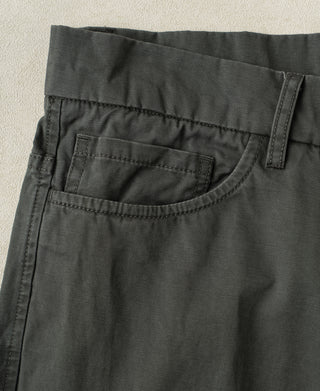 coin detail of Vintage Washed Tapered 5-Pocket Pants in Dark Gray