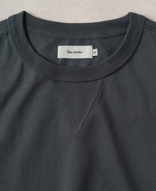 collar detail of Vintage Black 1950s V-Gusset Cotton T-Shirt