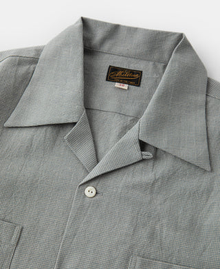 Collar Detail of Lot 220A Cotton-Linen Blend Houndstooth Long Sleeve Shirt