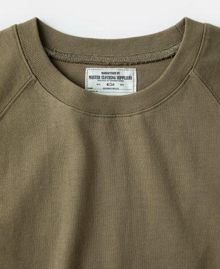 collar detail of Khaki Heavyweight Plain Raglan Short Sleeve T-Shirt