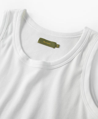 collar detail of White Cotton and Modal-Blend Tank Top