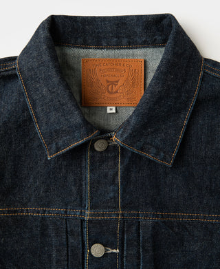 collar detail of 1950s Type 2 Selvedge Denim Jacket