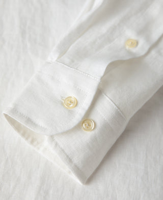 cuff detail of White Lot 225 Long Sleeve Linen Button-Down Shirt