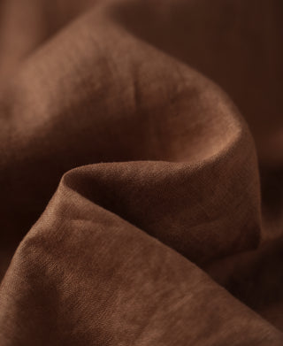 fabric texture of 1950s Italian Collar Linen Short Sleeve Shirt - Brown