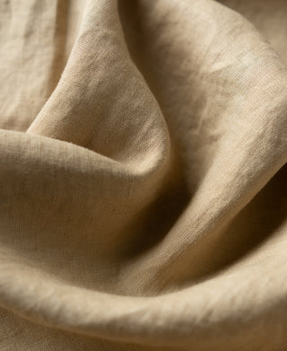 fabric texture of 1950s Italian Collar Linen Short Sleeve Shirt - light coffee