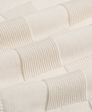 fabric texture of Lot 927 Retro Checker Knit Cotton Crewneck T-Shirt - Ivory