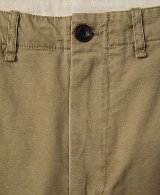 front detail of 1930s Washed Officer Chino Shorts in Khaki