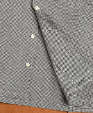 Hem Detail of Lot 220A Cotton-Linen Blend Houndstooth Long Sleeve Shirt