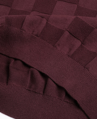 hem detail of Lot 927 Retro Checker Knit Cotton Crewneck T-Shirt - Purple
